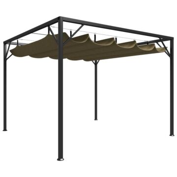 Vidaxl Garden Gazebo With Retractable Roof 3x3 M Taupe 180 G/m²