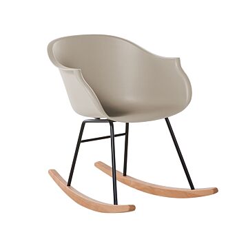 Rocking Chair Beige Synthetic Material Metal Legs Shell Seat Solid Wood Skates Modern Style Beliani