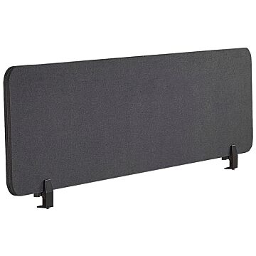 Desk Screen Dark Grey Pet Board Fabric Cover 160 X 40 Cm Acoustic Screen Modular Mounting Clamps Home Office Beliani