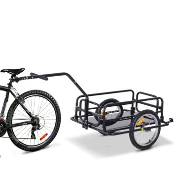 Homcom Bike Cargo Trailer Bicycle Cargo Storage Cart W/ Hitch Cycling Camping Luggage Storage Carrier Transport Steel Black