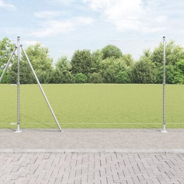 Vidaxl Hexagon Fence 1.6x50 M Galvanised Steel, Vidaxl Fence Posts With Base Plates 13 Pcs Ø32mm 88.5cm Galvanised Steel