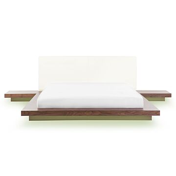 Japan Led Bed Frame Light Wood Eu King Size 5ft3 Wood Veneer Low Profile