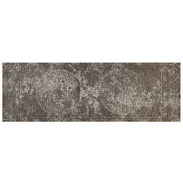 Area Rug Brown Cotton Distressed Effect 60 X 180 Cm Oriental Vintage Beliani