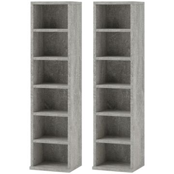 Homcom Set Of Two 102 Cd Storage Units - Cement Grey