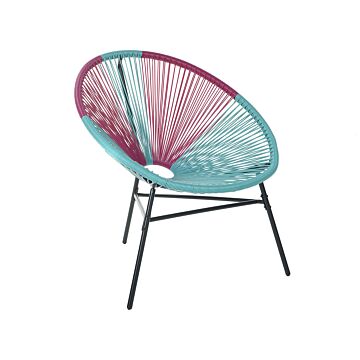 Garden Chair Blue With Pink Pe Rattan Papasan Modern Beliani