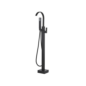 Bath Mixer Tap Black Matt Brass Freestanding Bathtub Faucet With Hand Shower Floor Mounted Modern Design Beliani