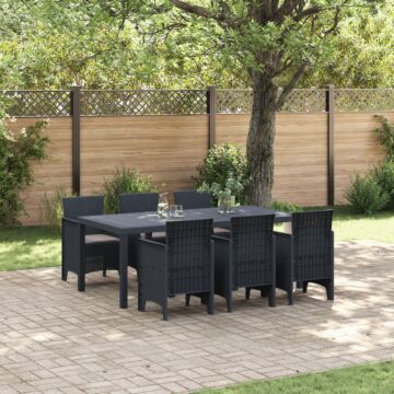 Vidaxl Garden Dining Set Set Of 7 Black Plastic Resin Durable