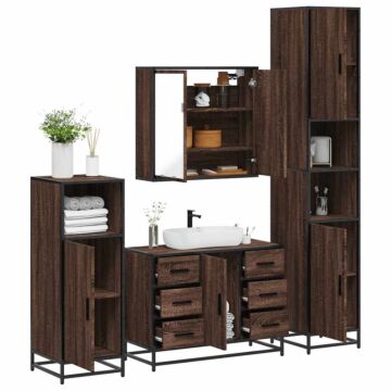 Vidaxl 4 Piece Bathroom Furniture Set Brown Oak Engineered Wood