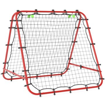 Homcom Double Sided Football Rebounder Net, Football Rebound Goal With 5 Adjustable Angles, Red