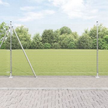 Vidaxl Welded Wire Fence With 13 Flanged Posts 1.5x50 M Galvanised Steel