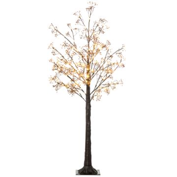 Homcom 5ft Artificial Gypsophila Blossom Tree Light With 96 Warm White Led Light, Baby Breath Flowers For Home Party Wedding, Indoor And Outdoor Use