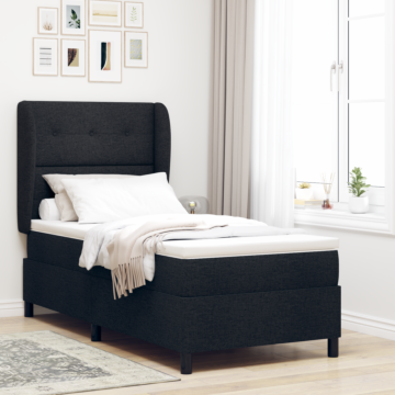 Vidaxl Box Spring Bed With Mattress Black 100x200 Cm Fabric