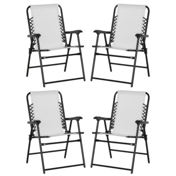 Outsunny Pieces Patio Folding Chair Set, Outdoor Portable Loungers For Camping Pool Beach Deck, Lawn Chairs With Armrest Steel Frame, Cream White