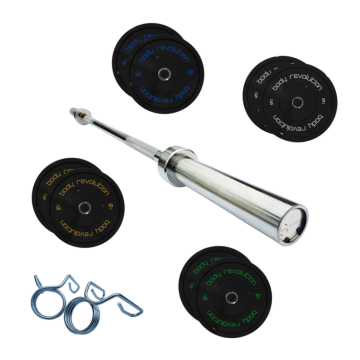 7ft Olympic Weightlifting Bar & Bumper Weight Plate Sets 20kg Weight Set (10kg Pair)