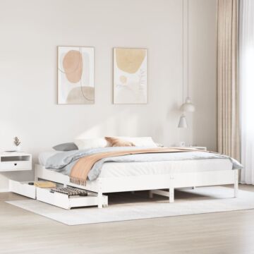 Vidaxl Bed Frame Without Mattress White 180x200 Cm Super King Solid Wood Pine