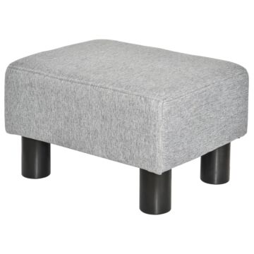 Homcom Linen Fabric Footstool Footrest Small Seat Foot Rest Chair Ottoman Light Home Office With Legs 40 X 30 X 24cm Grey