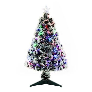 Homcom 3ft 90cm Green/white Artificial Christmas Tree With Prelit Led