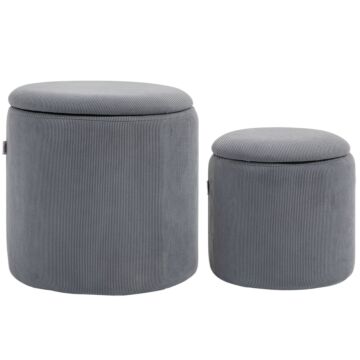 Homcom Modern Storage Ottoman With Removable Lid - Light Grey