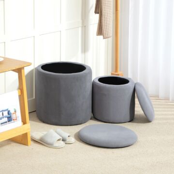Homcom Modern Storage Ottoman With Removable Lid - Light Grey