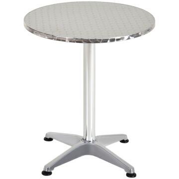 Homcom Aluminum Bistro Bar Table Round Tabletop Dining Wine Pub Stainless Steel 2 Height Settings 70cm/110cm