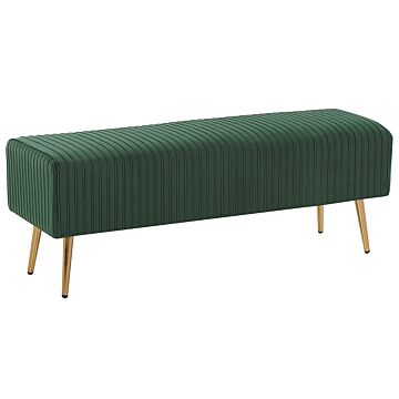 Bench Emerald Green Velvet Upholstered Gold Metal Legs 118 X 40 Cm Glamour Living Room Bedroom Hallway Beliani
