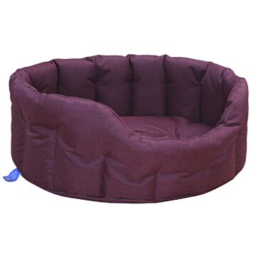 P&l Superior Pet Beds - Country Dog Heavy Duty Oval Waterproof Red Wine Softee Beds Size Medium Internal L61cm X W51cm X H22cm / Base Cushion 7cm Thickness