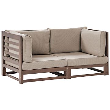 Garden Sofa Dark Acacia Wood Outdoor 2 Seater Bnech With Cushions Modern Design Beliani
