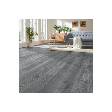 7pcs Grey Self Adhesive Waterproof Wear-resistant Pvc Wood Grain Effect Flooring, 1m² Pack