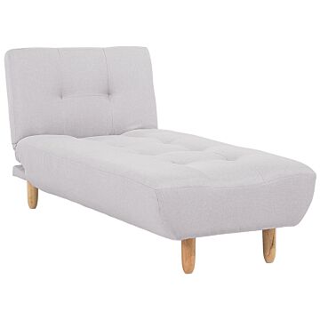 Chaise Lounge Light Grey Fabric Upholstery Light Wood Legs Scandinavian Style Beliani