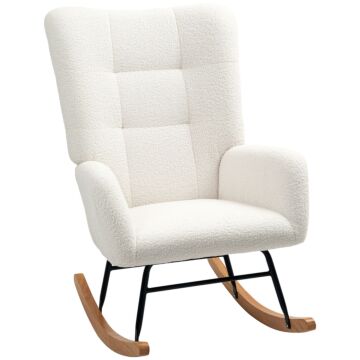 Homcom Teddy Fleece Rocking Chair - Cream White