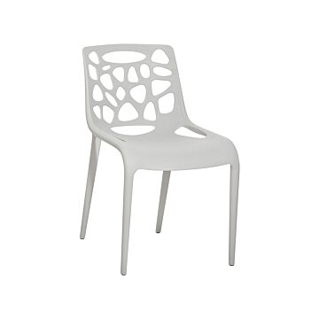 Chair Light Grey Plastic Seat Carved Pattern Back Kitchen Chair Beliani