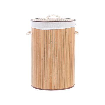Bamboo Basket With Lid Light Wood Sannar Beliani
