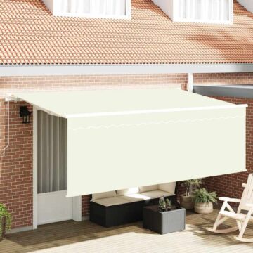 Vidaxl Retractable Awning Manual Cream White Brown 400 X 200 Cm