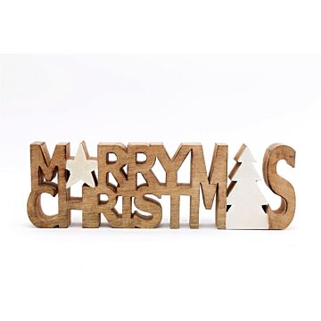 Wooden Carved Merry Christmas Word Ornament