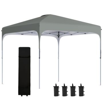 Outsunny 3 X 3 (m) Pop Up Gazebo, Foldable Canopy Tent With Carry Bag With Wheels And 4 Leg Weight Bags For Outdoor Garden Patio Party, Dark Grey