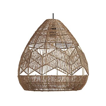 Pendant Lamp Natural Shade Paper Rope Hand Woven Wicker Shade Ceiling Light Boho Style Beliani