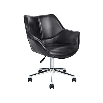 Office Swivel Chair Black Faux Leather Height Adjustable Elegant Beliani