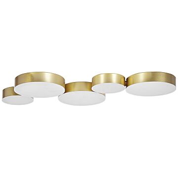 Ceiling Lamp Gold Iron Integrated Led 5 Round Lights Decorative Modern Glamour Lighting Beliani