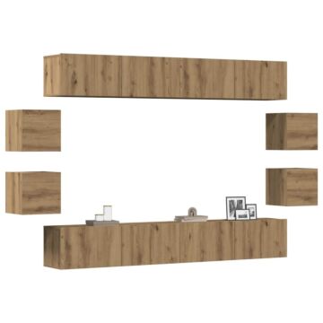 Vidaxl Wall Mounted Tv Cabinets 8 Pcs Artisan Oak Engineered Wood