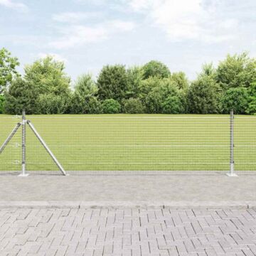 Vidaxl Welded Wire Fence With 13 Flanged Posts 0.4x100 M Galvanised Steel
