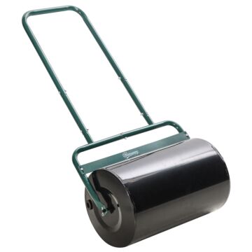 Outsunny 38l Fillable Cylinder Steel Lawn Roller - Dark Green