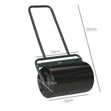 Outsunny 38l Fillable Cylinder Steel Lawn Roller - Dark Green