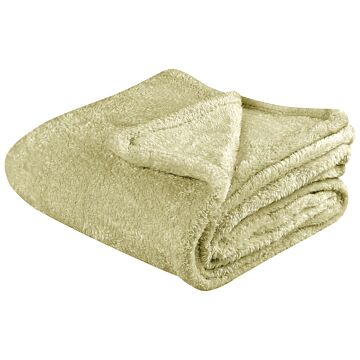 Blanket Green Faux Fur 125 X 150 Cm Teddy Bear Soft Fluffy Decorative Throw Cover Home Accessory Beliani