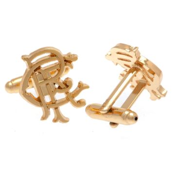 Rangers Fc Gold Plated Scroll Crest Cufflinks