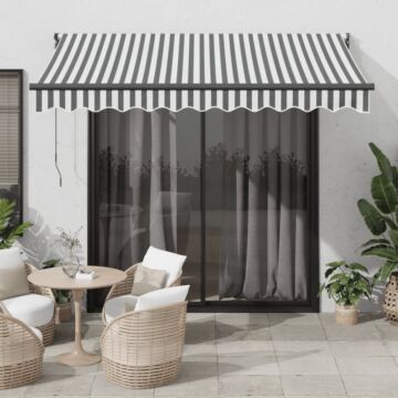 Vidaxl Retractable Awning Anthracite And White 3x2.5 M Fabric&aluminium