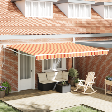 Vidaxl Manual Retractable Awning Yellow And Orange 450x300 Cm