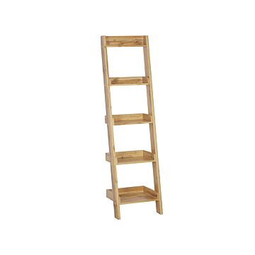4-tier Ladder Bookcase Light Wood Book Shelf Display Beliani