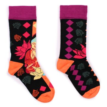 Hop Hare Bamboo Socks S/m - Pink Buddha & Lotus