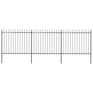 Vidaxl Garden Fence With Spear Top Steel 5.1x1.5 M Black