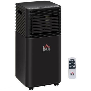 Homcom 7000btu 4-in-1 Compact Portable Mobile Air Conditioner Unit Cooling Dehumidifying Ventilating W/ Fan Remote Led 24h Timer Auto Shut-down Black